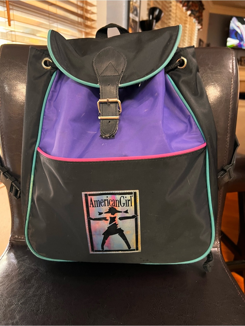 American Girl Doll Backpack w/drawstring buckle magnetic and zipper closures